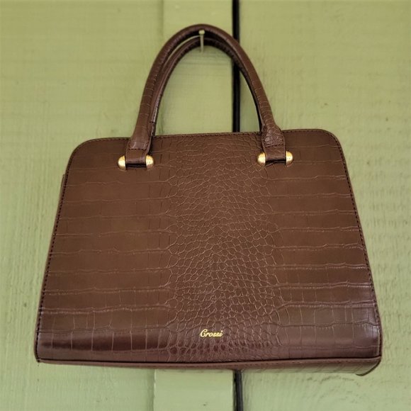 CROSSI New York Brown Mock Croc Satchel Bag - Picture 5 of 6